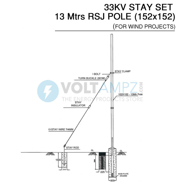 33KV STAY SET  13 Mtrs RSJ POLE (152x152) (for Wind Projects), PC-16000001