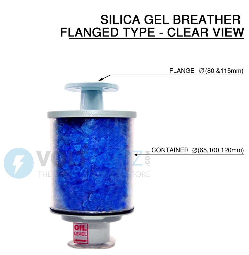 Silica Gel Breather - Clear View - For Transformer - Flanged Type (Flange Ø80mm), PC-1801004