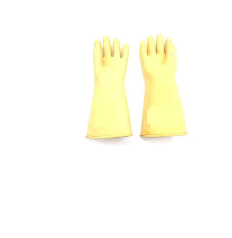 White & Yellow Electrical Insulated Rubber Seamless Hand Gloves,355mm 150g,PC-17000010