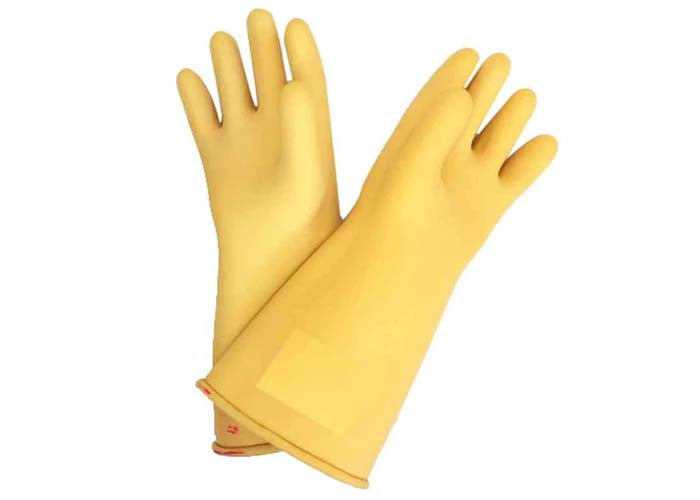 White & Yellow Electrical Insulated Rubber Seamless Hand Gloves,355mm 150g,PC-17000010