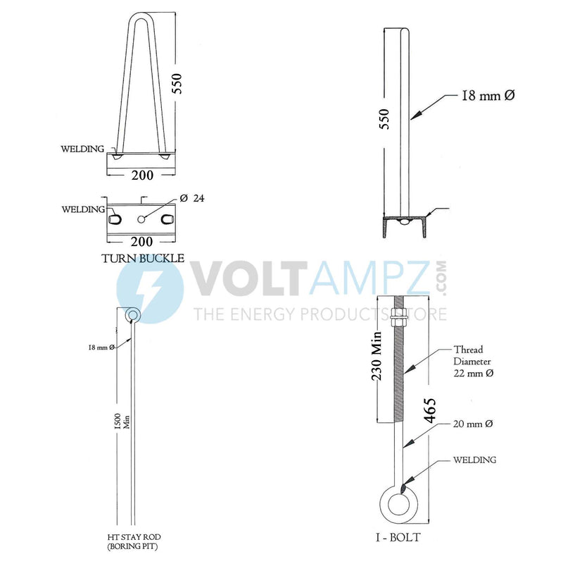 33KV STAY SET  13 Mtrs RSJ POLE (152x152) (for Wind Projects), PC-16000001