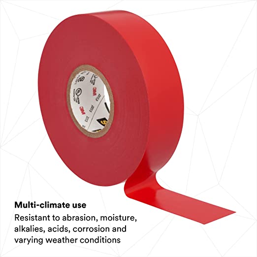Scotch Vinyl Color Coding Electrical Tape 35, 3/4 in x 66 ft, Red,PC-1