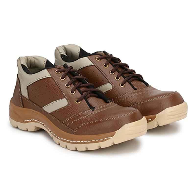 Kavacha S46 Steel Toe Brown Work Safety Shoes, Size: 9,PC-17000036