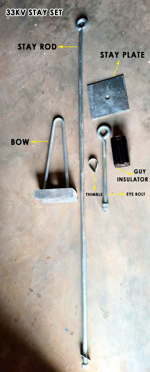 Stay Set Completer GI, For 33KV(Stay Rod, Bow, Eyebolt, Guy Insulator, Thimble, Stay Plate)  -PC-16000007